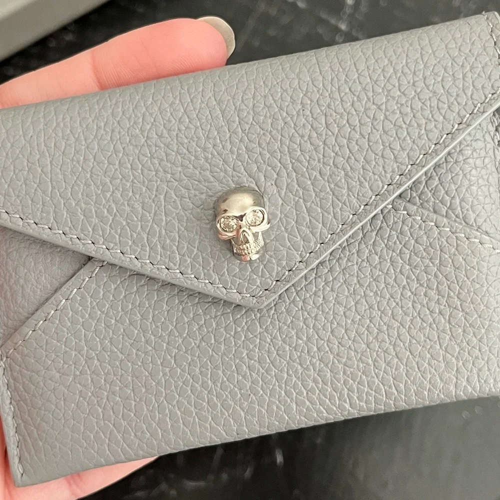 Alexander McQueen Grey Leather Envelope Card Holder - Picture 1 of 13